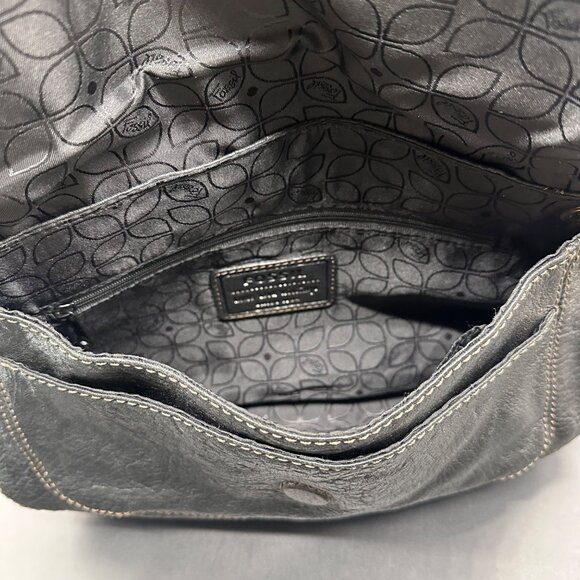 Fossil Shoulder Bag Purse Elaine Flap Black Leather Purse Y2K Vintage Retro - Picture 6 of 16